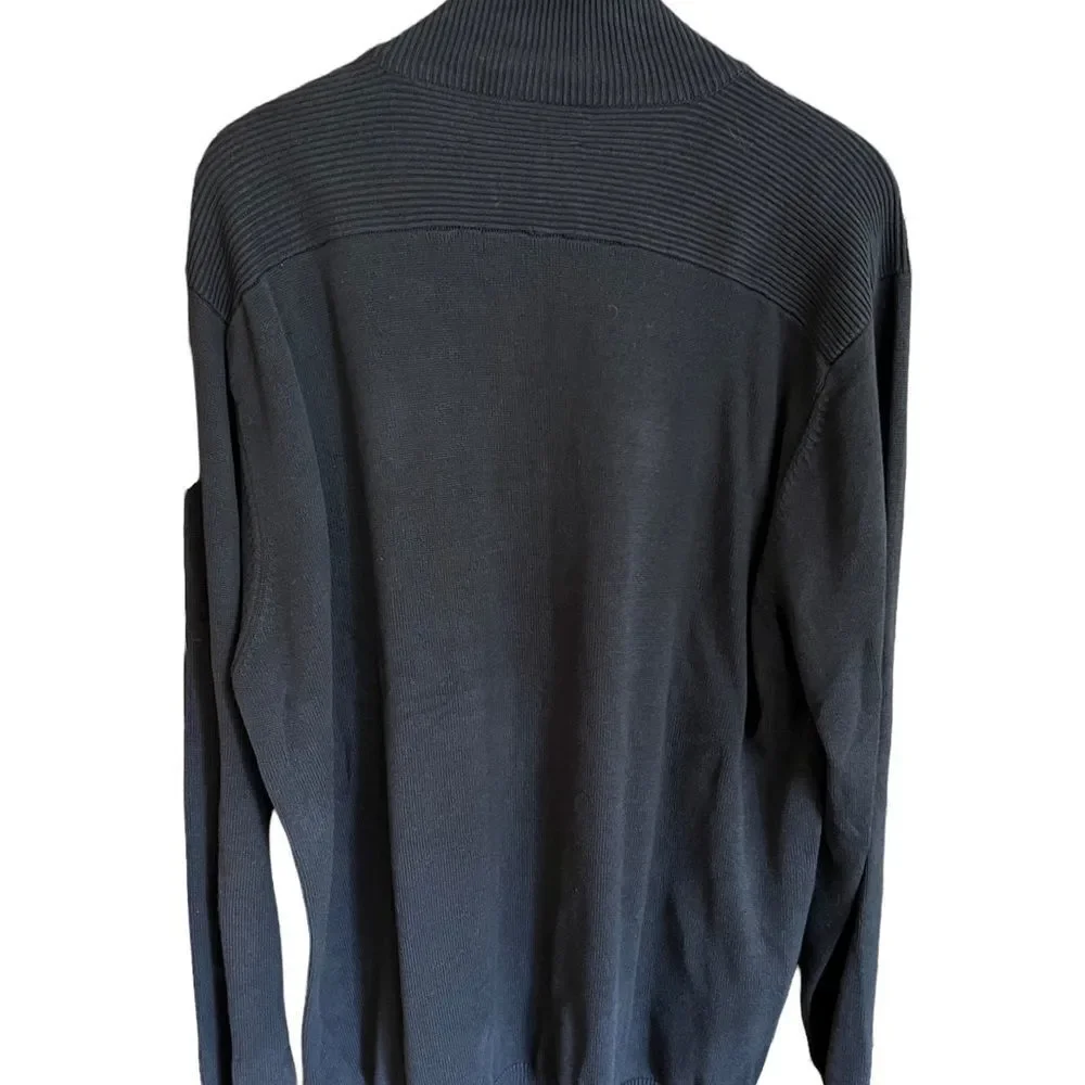 Tasso Elba olive green-brown long sleeved‎ zip and snap neck sweater size XL